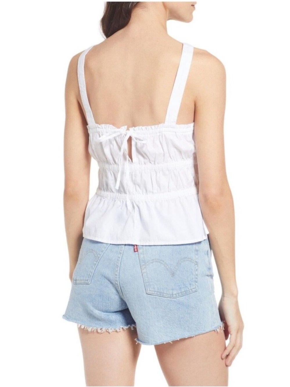Madewell 100% Cotton Sophia
Peplum Tank White Smocked
Square-Neck Camisole - Picture 2 of 7